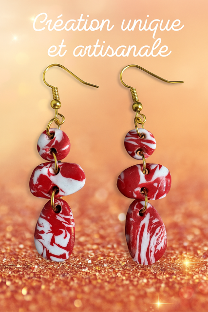 Boucle d'oreille Cerises Marbrées