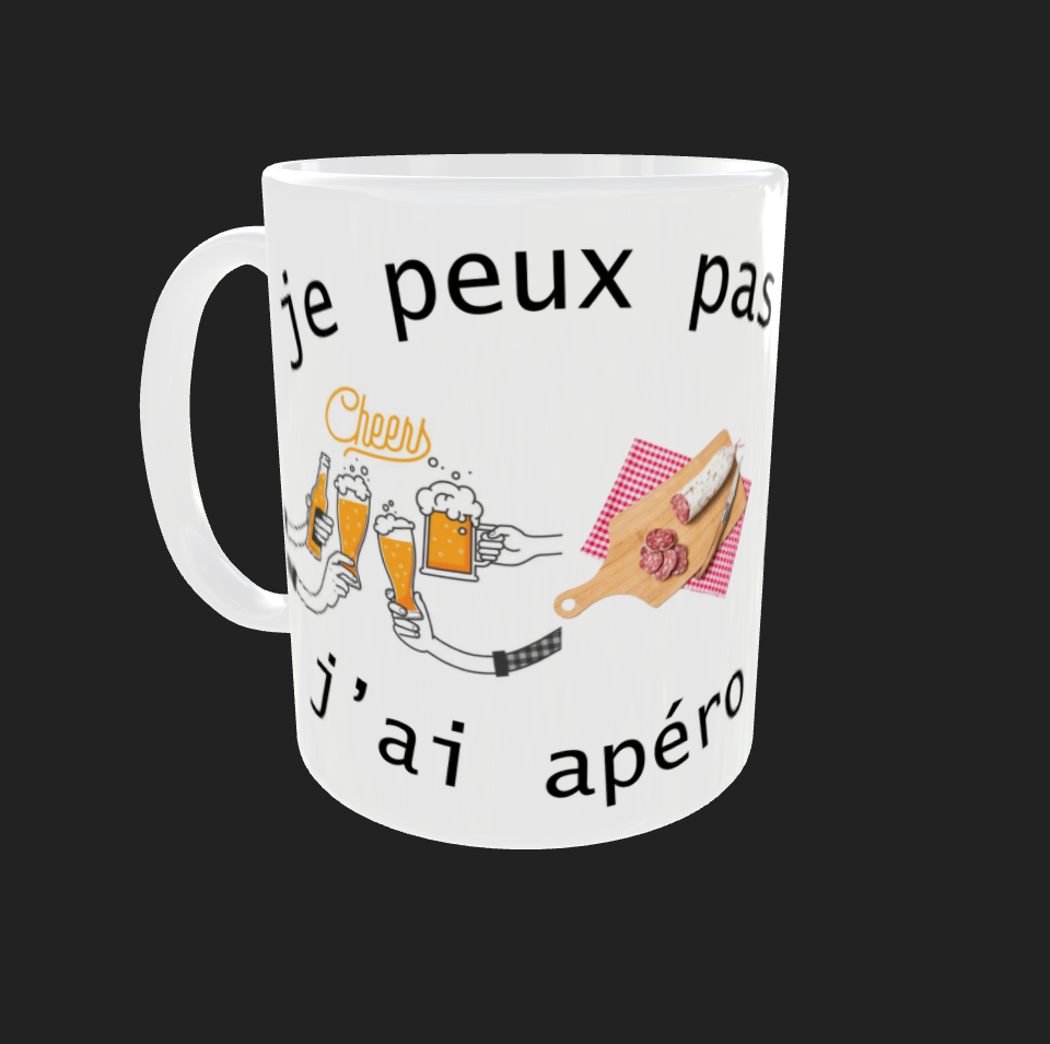 Tasse "Je peux pas j'ai apero"