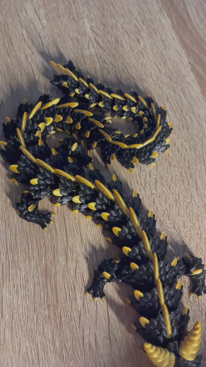 Dragon articulé noir & or